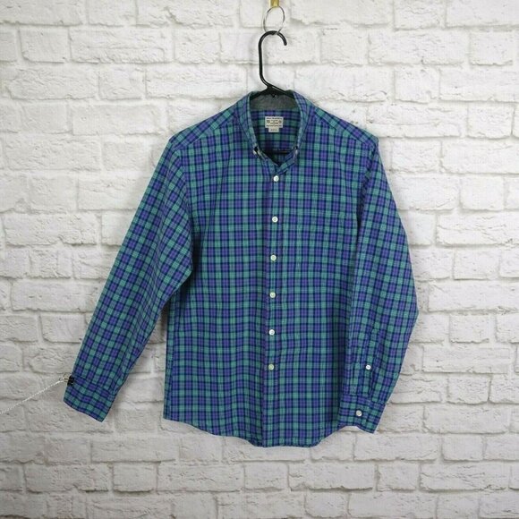 J. Crew Men's Button Down Shirt Top Long Sleeves Green Blue Multicolor Plaid S - Picture 10 of 12